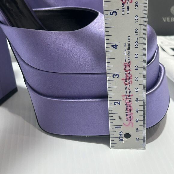 Versace Aevitas IT 37 US 7 Platform Purple Orchid Satin Pump Crystal NWB $1,575 - Picture 12 of 14